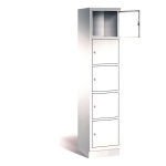 Schließfachschrank aus Stahl mit Stahlblechsockel, B/H/T 42,5x195x50, 5 Fächer 
